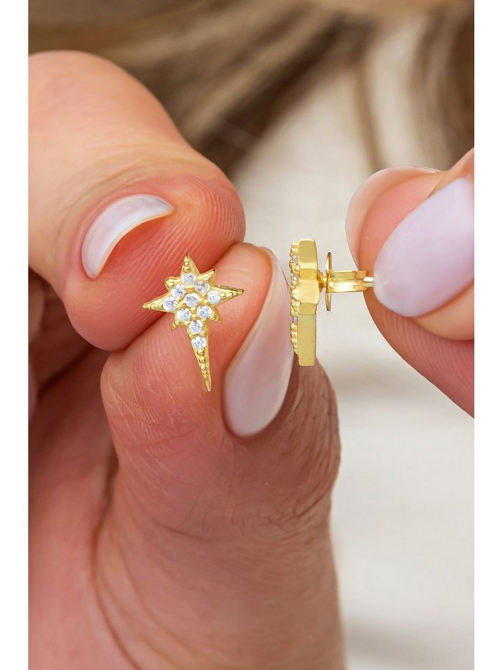 Nisan Ohrring-Set, 925 Sterling Silber Damen Ohrstecker – Nordstern Design mit Zirkonia von Nisan