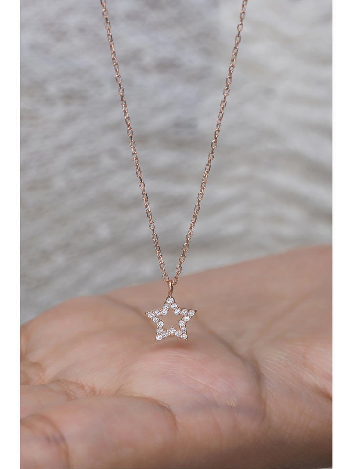 Nisan Ohrring-Set, 925 Sterling Silber Halskette, zierlicher Stern-Anhänger mit Zirkonia von Nisan