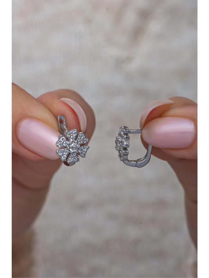 Nisan Ohrring-Set, 925 Sterling Silber Ohrringe – Blüten Design mit 6 Blättern rhodiniert von Nisan