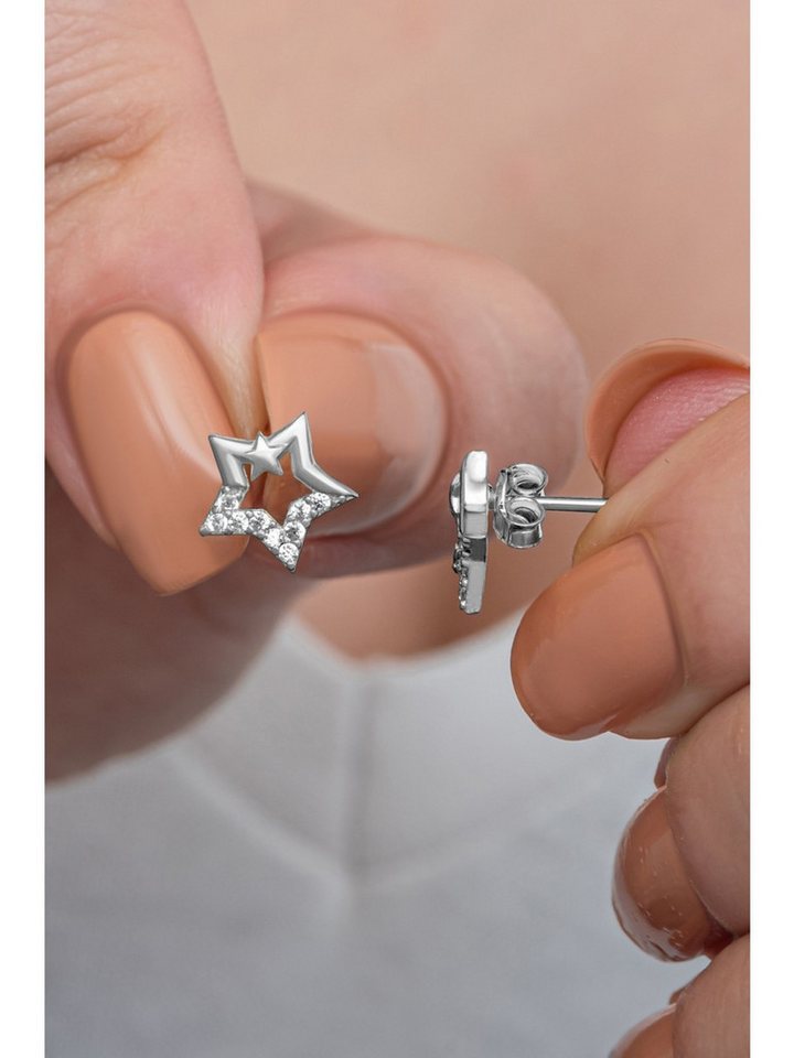 Nisan Ohrring-Set, 925 Sterling Silber Ohrringe Damen – Stern Ohrstecker mit Zirkonia von Nisan