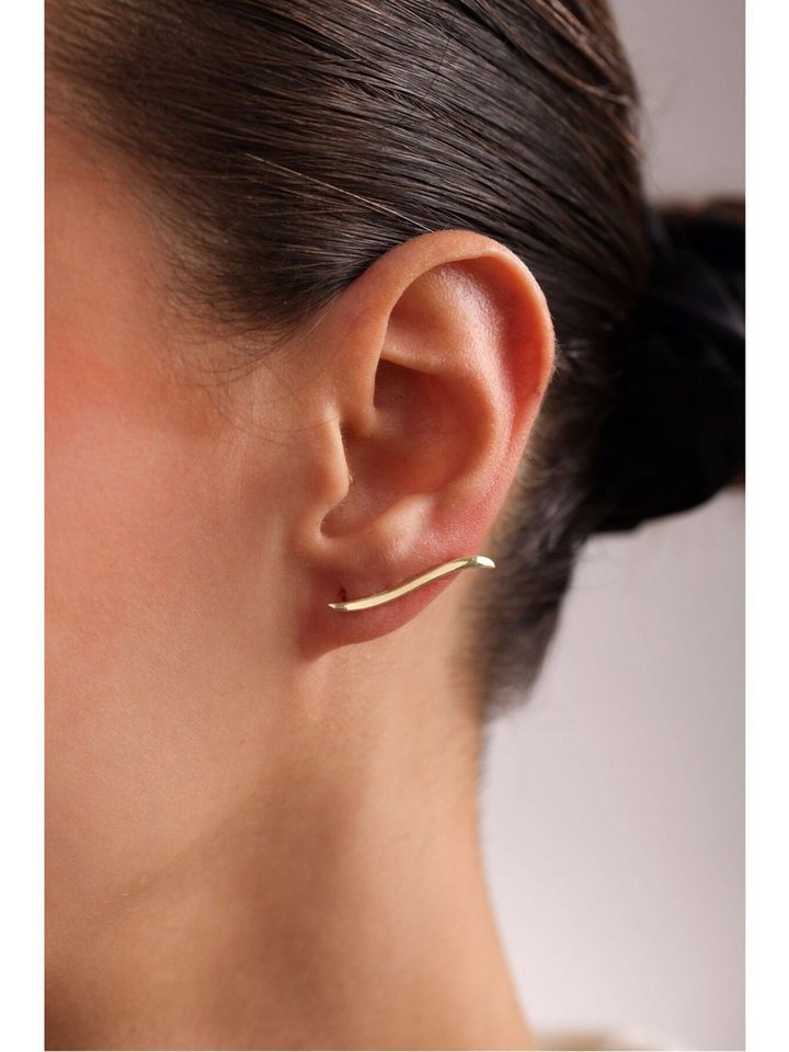 Nisan Ohrring-Set, 925 Sterling Silber Ohrringe Damen – Vergoldete Wellen-Stab Creolen von Nisan