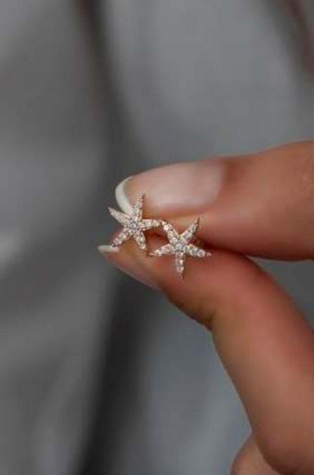 Nisan Ohrring-Set, 925 Sterling Silber Ohrringe Damen – Zirkonia Seestern Ohrstecker von Nisan