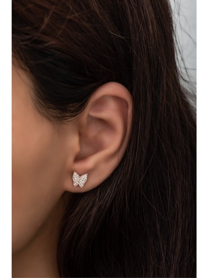 Nisan Ohrring-Set, 925 Sterling Silber Ohrstecker Damen Schmetterling Design mit Zirkonia von Nisan
