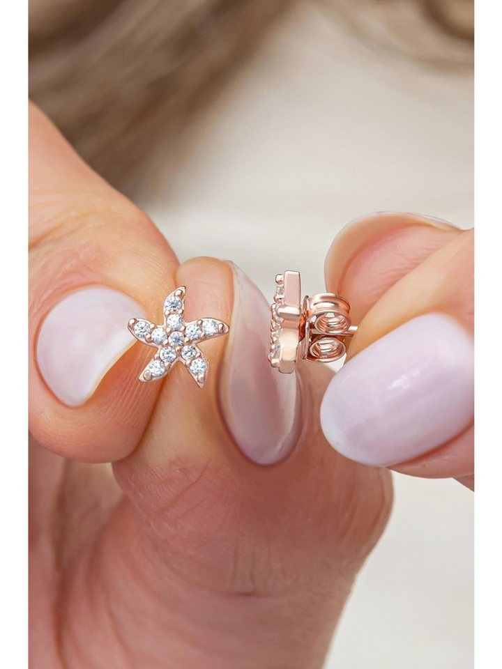 Nisan Ohrring-Set, 925 Sterling Silber Ohrstecker – Damen Seestern Design mit Zirkonia von Nisan
