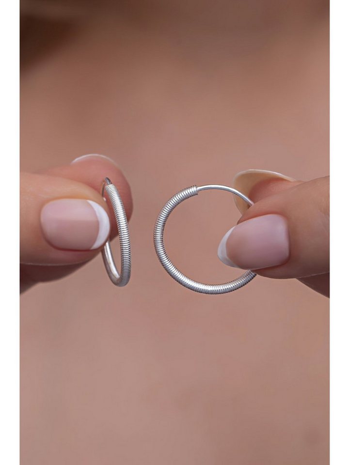 Nisan Ohrring-Set, 925er Silber Damen Creolen – Strukturierte 16 mm Hoop Ohrringe von Nisan