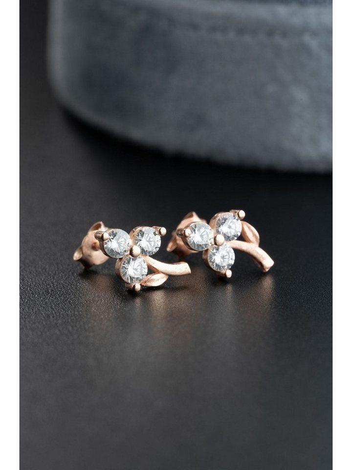 Nisan Ohrring-Set, 925er Silber Damen Ohrringe – Kleeblatt Ohrstecker mit Zirkonia von Nisan