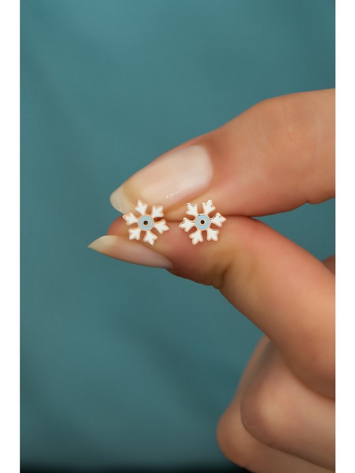 Nisan Ohrring-Set, 925er Silber Damen Ohrringe – Minimalistische Schneeflocke Ohrstecker von Nisan