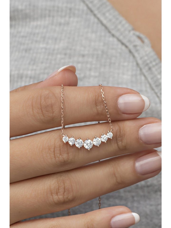 Nisan Ohrring-Set, 925er Silber Halskette Damen mit funkelnden Zirkonia, Design in Reihen von Nisan