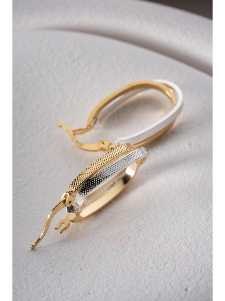 Nisan Ohrring-Set, Damen Creolen Ohrringe – 925 Sterling Silber Bicolor U-Form von Nisan