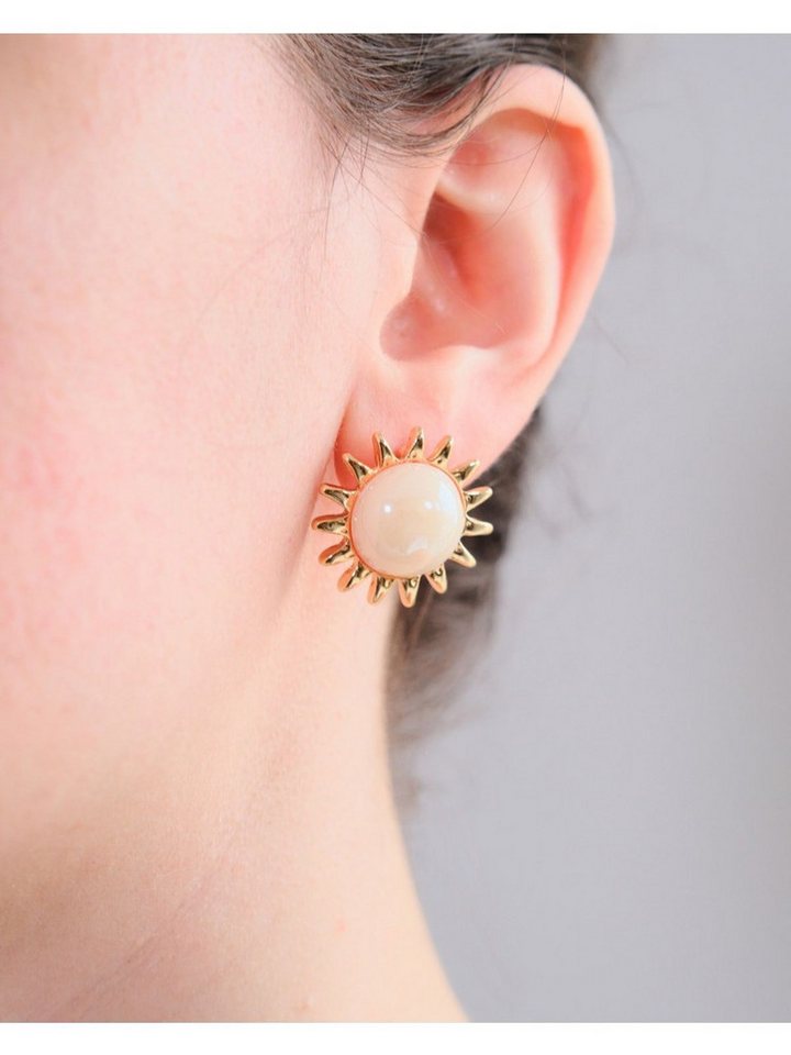 Nisan Ohrring-Set, Damen Ohrstecker – Goldbeschichtet, Mit Perlmuttstein, Sonnendesign von Nisan