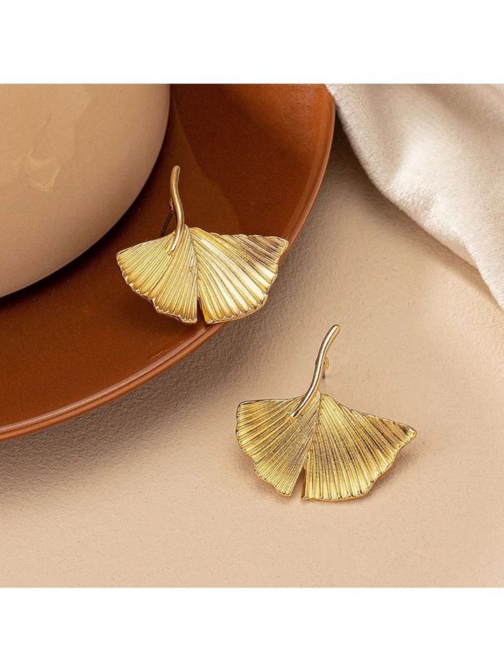 Nisan Ohrring-Set, Goldene Ginkgo Ohrringe – Blatt Ohrstecker Damen – Leicht & Elegant von Nisan