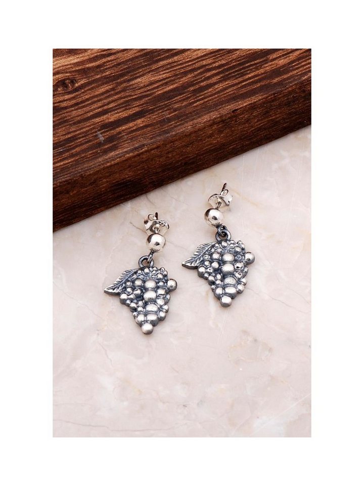 Nisan Ohrring-Set, Handgefertigte Silberohrringe im Trauben-Design, oxidierte Oberfläche von Nisan