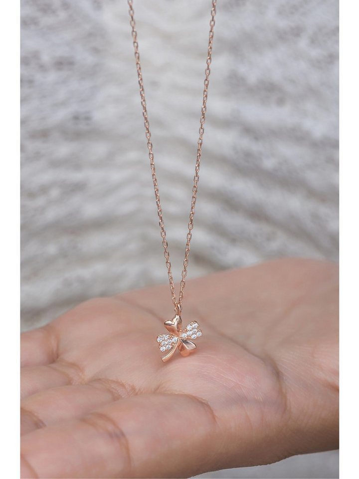 Nisan Ohrring-Set, Silber Damen Halskette, Vierblättriges Kleeblatt Anhänger mit Zirkonia von Nisan