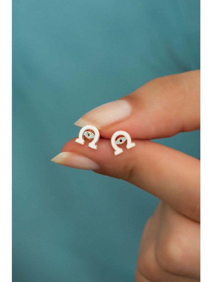 Nisan Ohrring-Set, Silber Damen Ohrringe, Minimalistische Hufeisen Ohrstecker mit Emaille von Nisan