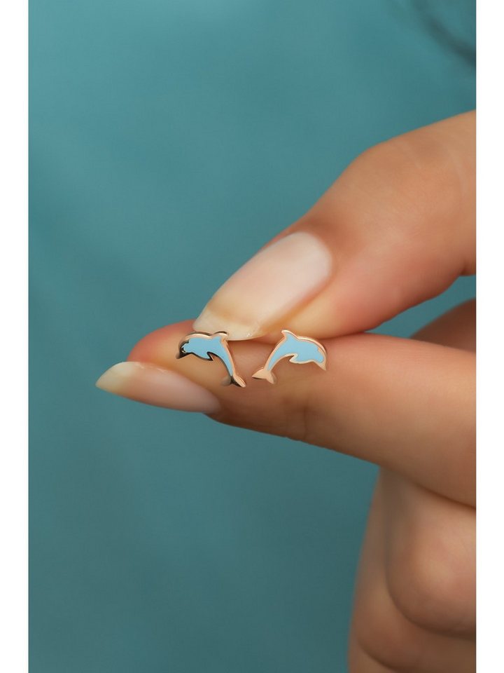 Nisan Ohrring-Set, Silber Damen Ohrringe – Minimalistische Delfin Ohrstecker mit Emaille von Nisan