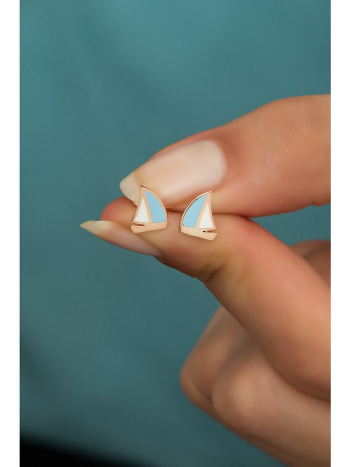 Nisan Ohrring-Set, Silber Damen Ohrringe Minimalistische Segelboot Ohrstecker mit Emaille von Nisan