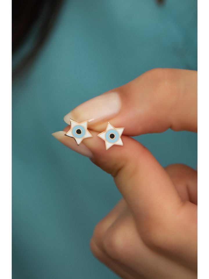 Nisan Ohrring-Set, Silber Damen Ohrringe – Minimalistische Stern Ohrstecker mit Emaille von Nisan