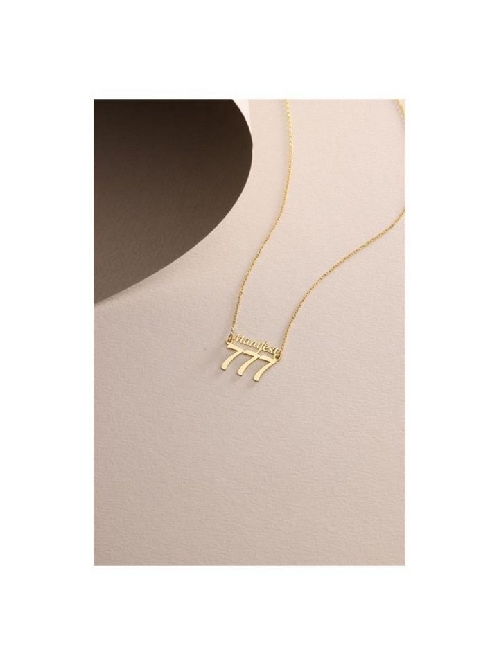Nisan Ohrring-Set, Silber Halskette mit Goldplattierung, Manifest 777 Engelszahl Anhänger von Nisan