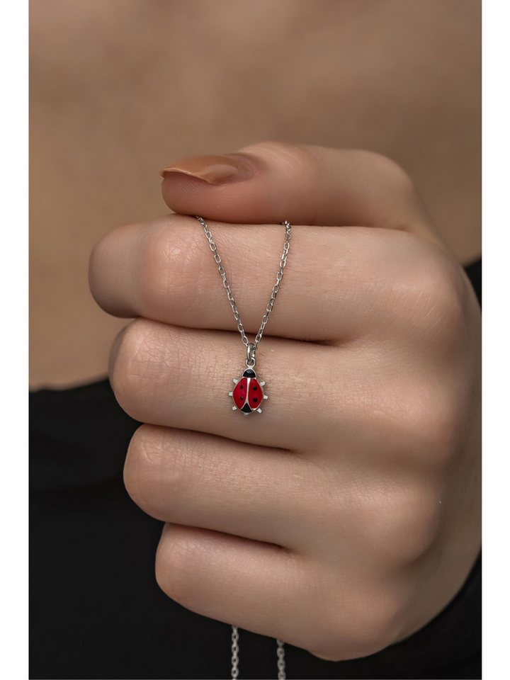 Nisan Ohrring-Set, Silber Halskette mit Marienkäfer-Anhänger – Glücksbringer Schmuck von Nisan