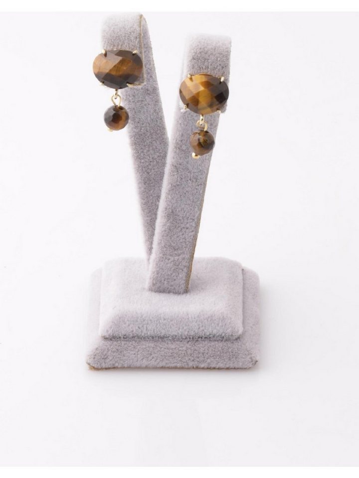 Nisan Ohrring-Set, Tigerauge Ohrringe – Naturstein Schmuck, Goldfarben, ca. 2,4 cm von Nisan