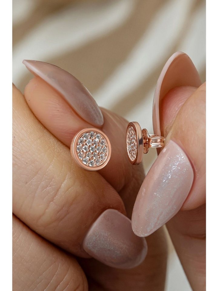 Nisan Ohrring und Ketten Set, 925 Sterling Silber Damen-Ohrringe – Minimalistische runde Ohrstecker von Nisan