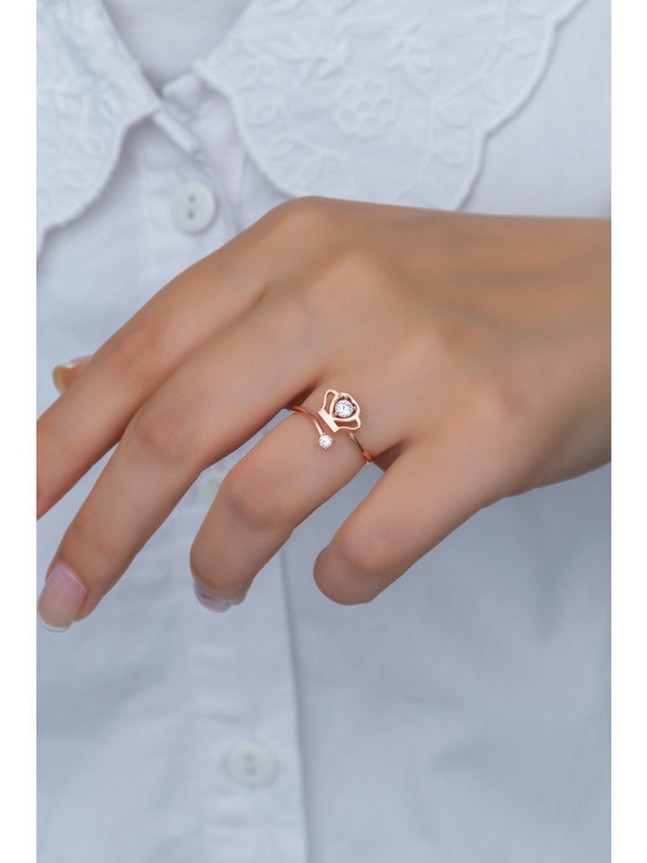 Nisan Silberring, 925 Sterling Silber Damenring mit Krone – Verstellbarer Roségold-Ring von Nisan