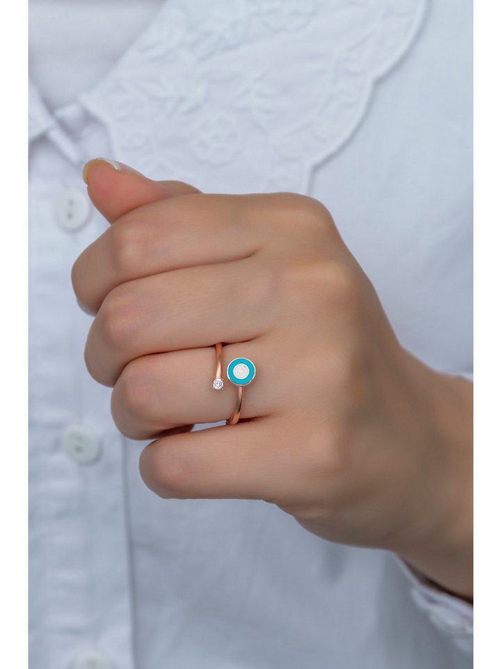 Nisan Silberring, 925 Sterling Silber Damenring mit Nazar-Auge und Zirkonia von Nisan