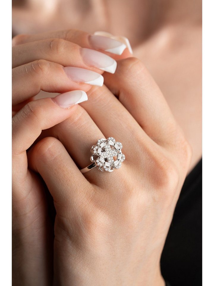 Nisan Silberring, Silber Damenring mit drehbarem Kleeblatt-Design – Verstellbarer Ring von Nisan