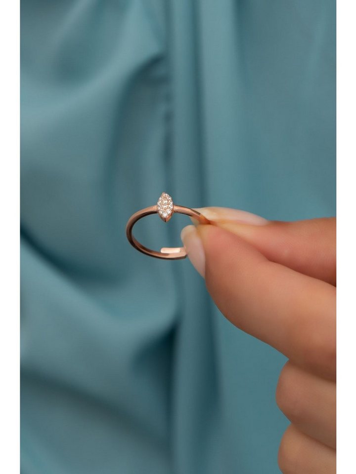 Nisan Silberring, Silber Ring – Verstellbar mit Navette-Design und funkelnden Zirkonia von Nisan