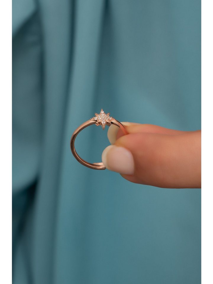 Nisan Silberring, Silber Ring verstellbar mit Zirkonia – Minimalistischer Polaris Stern von Nisan
