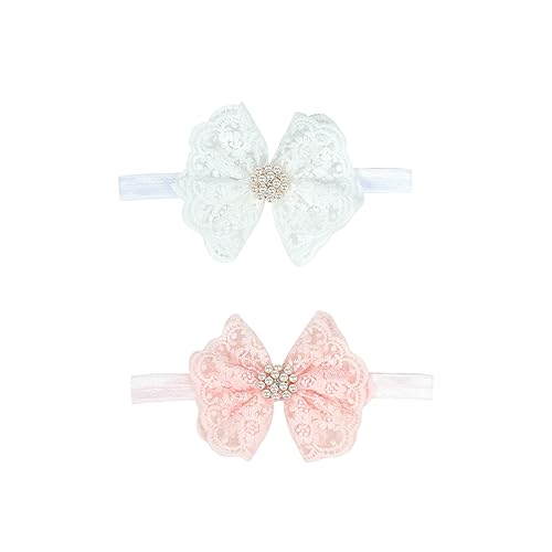 Nishine 2-pack Kleinkind Spitze Bogen Stirnband Baby Mädchen Bowknot Hiarband Baby Dusche Geschenk von Nishine