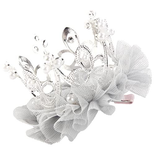 Nishine Baby-Krone Haarnadeln Prinzessin Mädchen Krone Tiara Haarspangen Tüllnetz Tiaras für Kinder Geschenk (Silber) von Nishine