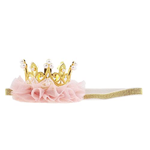 Nishine Prinzessin Kleinkind Mädchen Krone Tiaras Baby Elastische Geburtstagsparty Krone Stirnband Foto Requisiten Geschenk(Gold) von Nishine