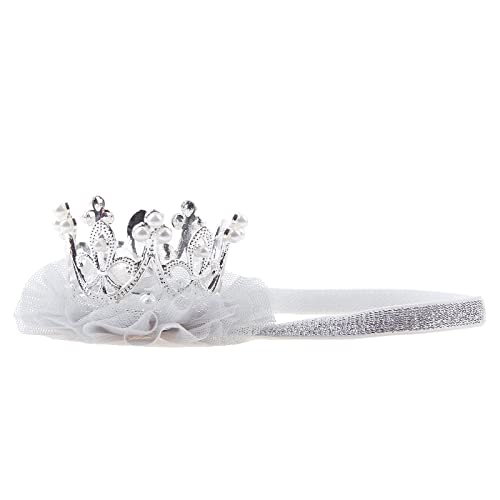 Nishine Prinzessin Kleinkind Mädchen Krone Tiaras Baby Elastische Geburtstagsparty Krone Stirnband Foto Requisiten Geschenk(Silber) von Nishine