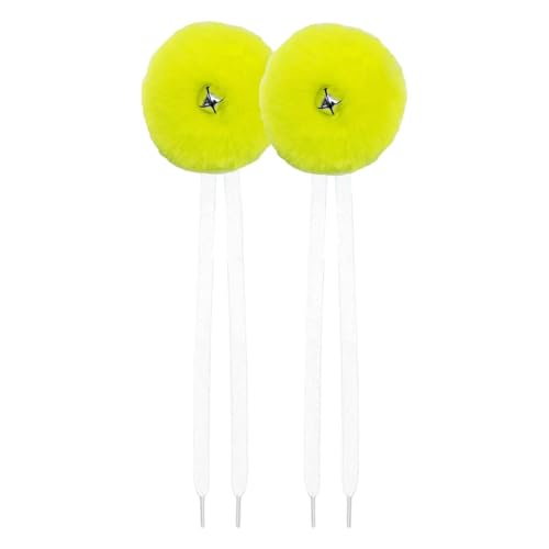 Nishiyuenyi 2 Stücke Rollschuhschnürsenkel Als Schlittschuh Zubehör Und Dekorative Schuhbänder Sowie Skate Accessoires mit Glöckchen Und Plüschbällen für Mädchen, Gelb von Nishiyuenyi