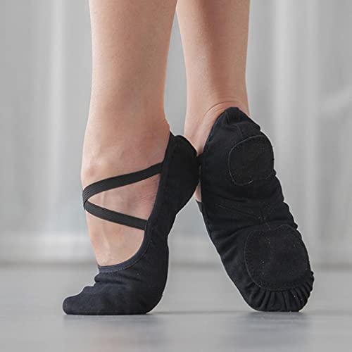 Nishiyuenyi 2xcanvas Ballettschuhe mit Geteilten Sohlen für Fitness Und Gymnastik Schwarz_38 von Nishiyuenyi