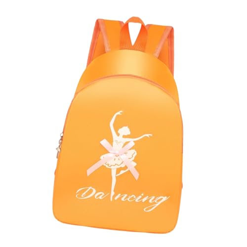 Nishiyuenyi Ballett Rucksack Mädchen Tragetasche Sporttasche Daypack Aus Strapazierfähigem Wasserabweisendem Nylon mit Süßer Ballett Applikation Und Bequemen Schu, Orange von Nishiyuenyi