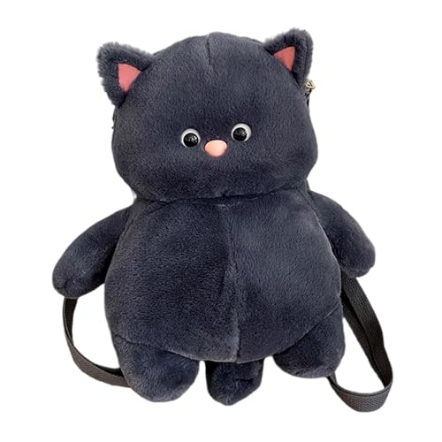 Nishiyuenyi Cat Plüsch Rucksack Als Stofftier Tasche mit Dekorativem Design Reißverschluss Und Verstellbaren Gurten für Frauen Mädchen Party Outdo, Grau von Nishiyuenyi