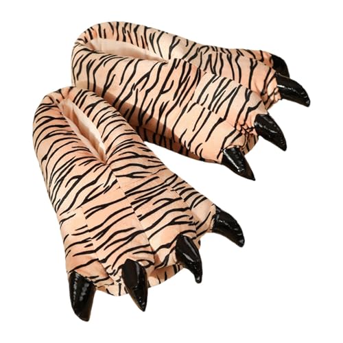 Nishiyuenyi Hausschuhe für Damen Warme Pantoffeln Plüschslipper Winterschuhe mit Lustiger Katzenpfoten Optik Und Rutschfester Sohle für Zuhause Im Winter, C von Nishiyuenyi