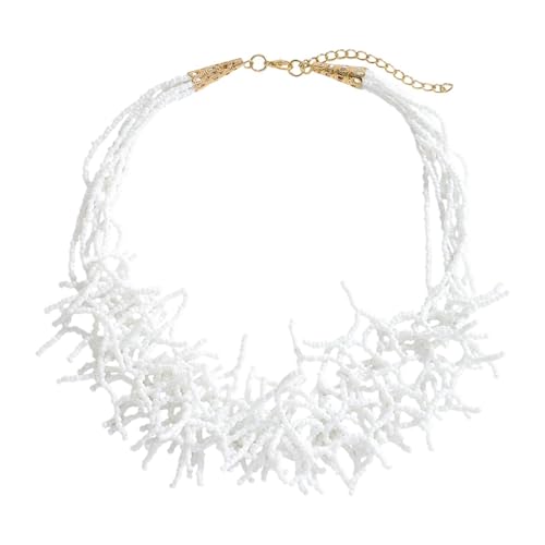 Nishiyuenyi Perlen Halskette Cluster Strand Chunky Lätzchen Statement Halskette Schmuck Valentinstag Geschenk für Ihr Muttertagsgeschenk für Mutter, Weiß von Nishiyuenyi