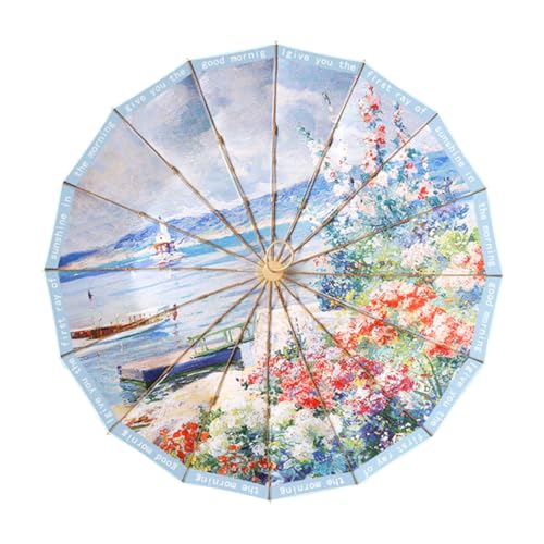 Nishiyuenyi Taschenschirm Faltschirm Reiseschirm Regenschirm mit Künstlerischem Motiv Und Windfestem 16 Streben Rahmen für Damen Und Herren für Den Alltag Und Di, Style C von Nishiyuenyi
