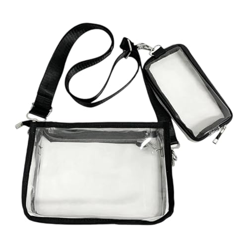 Nishiyuenyi Tragbare Transparente Umhängetasche für Damen mit Separatem Kosmetikbeutel Aus Robustem PVC Und Verstellbarem Schultergurt für Konzerte Festivals SPO, Schwarz von Nishiyuenyi