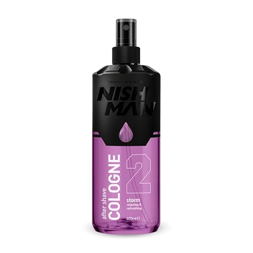 NISHMAN Aftershave Cologne 02 - Storm 400ml – Erfrischende Aftershave Sprüh-Lotion für Herren – Duft von Vanille, Sandelholz, Lavendel, Patchouli – Herren Aftershave Kölnisch Wasser von nishman