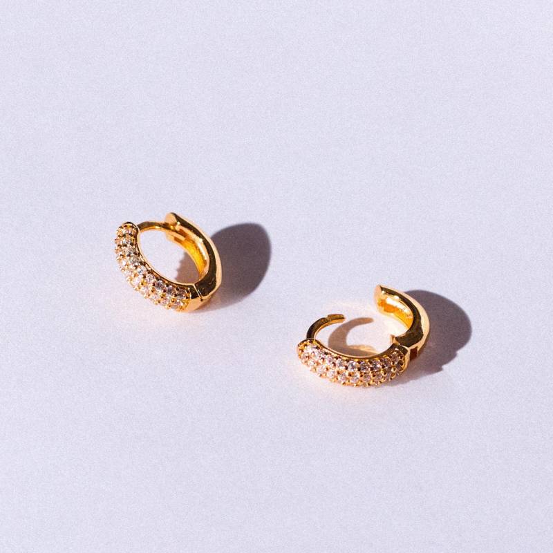 Breite Pavé Diamant Huggie Creolen 18K Vergoldete Sterling Silber Stacking Ohrringe Breite Pavé Diamant Huggie Creolen 18K Vergoldete Sterling Silber Stacking Ohrringe von NisiJewelleryCo