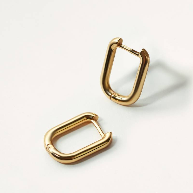 Oval Creolen - Wasserdichter 18K Vergoldeter Edelstahl Anlauffreie Gold U-Form Rechteck Schmuck von NisiJewelleryCo