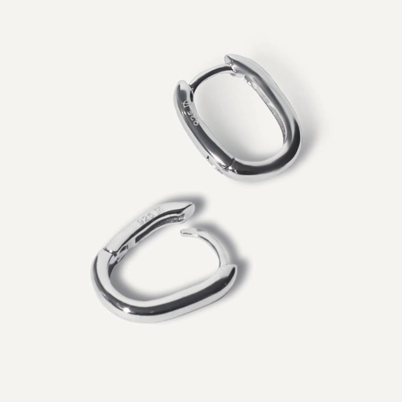 Ovale Form "Essenzial' Creolen - Massiv 925 Sterling Silber Hypoallergen, Ohne Anlaufen U-Form Ohrringe von NisiJewelleryCo