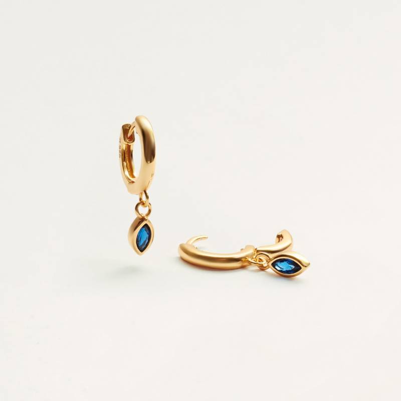 Sapphire Tropfen Anhänger Ohrringe - Sterling Silber 18K Vergoldet September Geburtsstein Gold Creolen Blaue Baumeln von NisiJewelleryCo