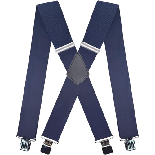 Hosenträger Herren Breit und Stark, Extra Starke Clips, Breite 5 cm, Einstellbare Elastische Träger in X-Form, Geeignet für Männerund Frauen, Robust und Vielseitig für Beruf, Freizeit,Navy Blau von Nistere