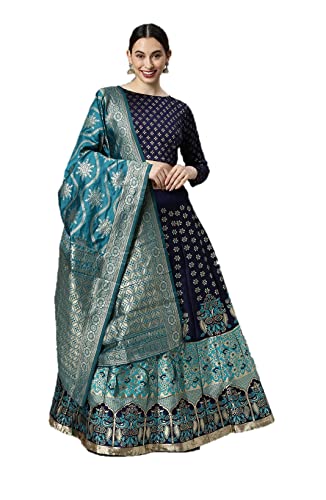 Nitimatta Lehenga Choli für Damen, fertig genäht, indisches Designer, traditionelles Partykleid, Hochzeitskleid, Blau und Grün-4, Large von Nitimatta