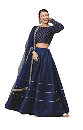 Nitimatta Indisches Lehenga für Frauen, bereit zum Tragen, traditionelles Hochzeits- und Partykleid, Lehenga Choli Kleid, Marineblau, Medium von Nitimatta